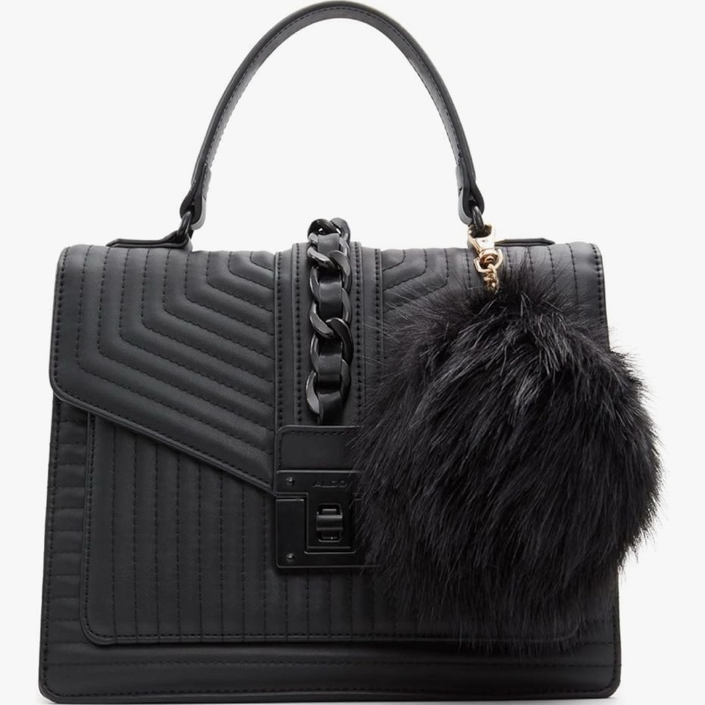 Aldo Elegant Black Quilted Crossbody Bag